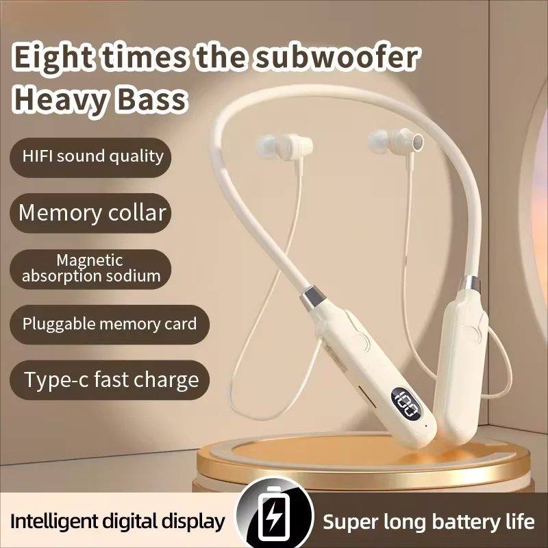 

Neckband Bluetooth sports Earphones, support memory cards, IPX5 waterproof, liquid silicone neckband, magnetic running Earphones