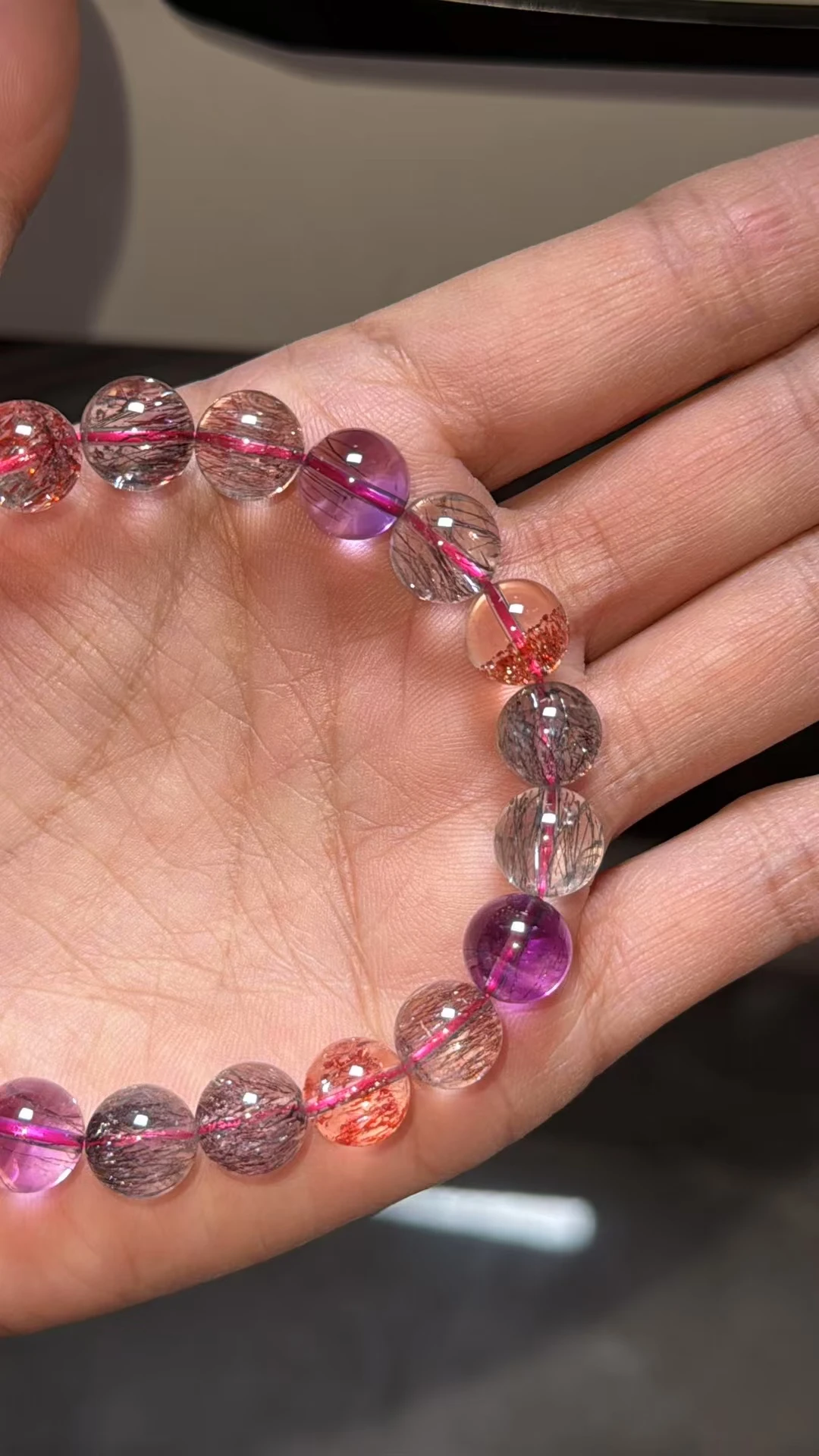 Natural Red Super 7 Lepidocrocite Quartz Bracelet Jewelry Woman Men Clear Round Beads AAAAAAA