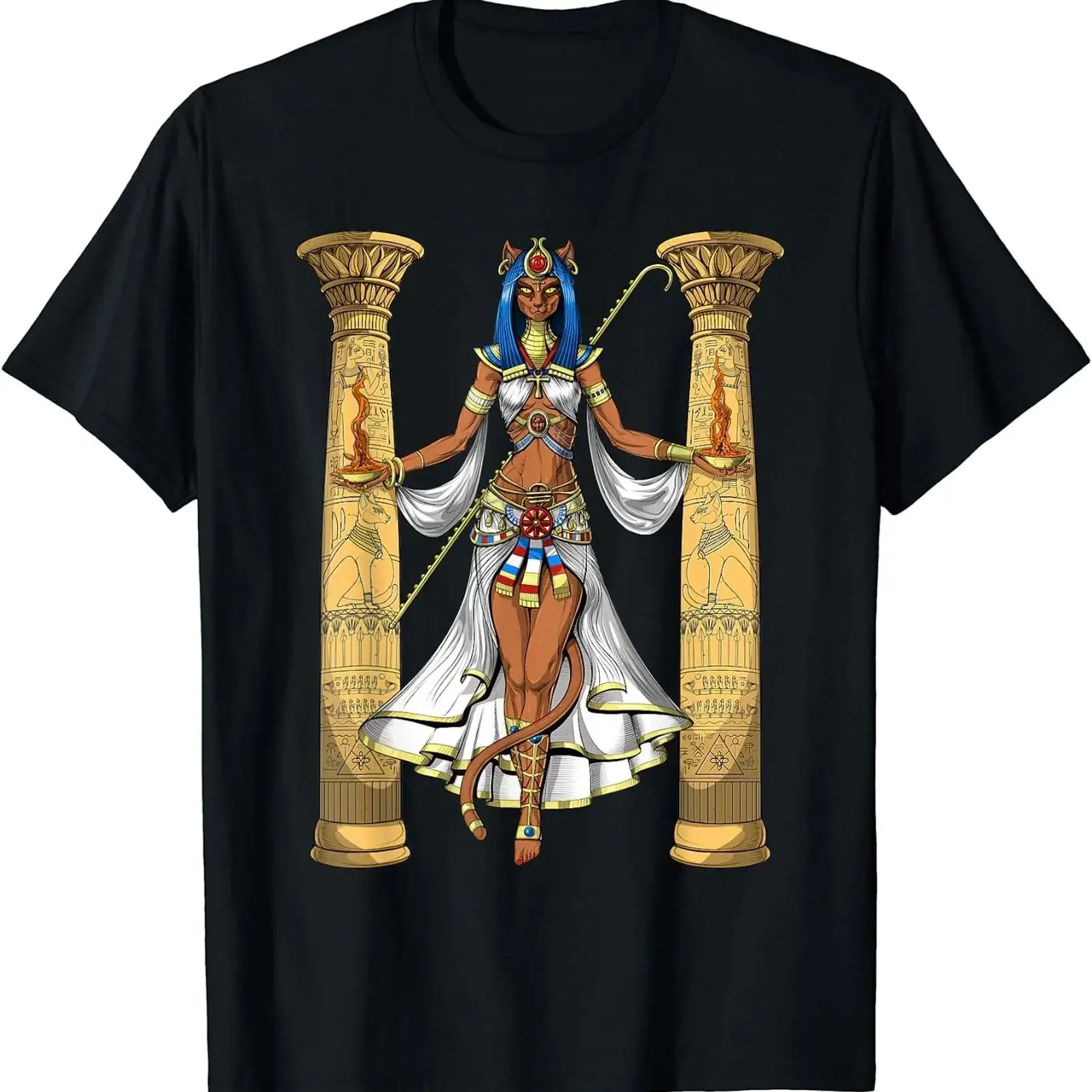 NEW Bastet Egyptian Cat Goddess Ancient Egypt Mythology Deity T Shirt S 4XL vintage Washed Unisex Versatile Breathable homme