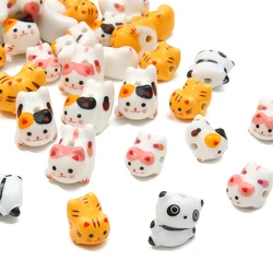 1pcs Cute Handmade Ceramic Porcelain Cats Panda Animal Charm Beads for Keychain Necklace Bracelet DIY Jewelry Craft Making