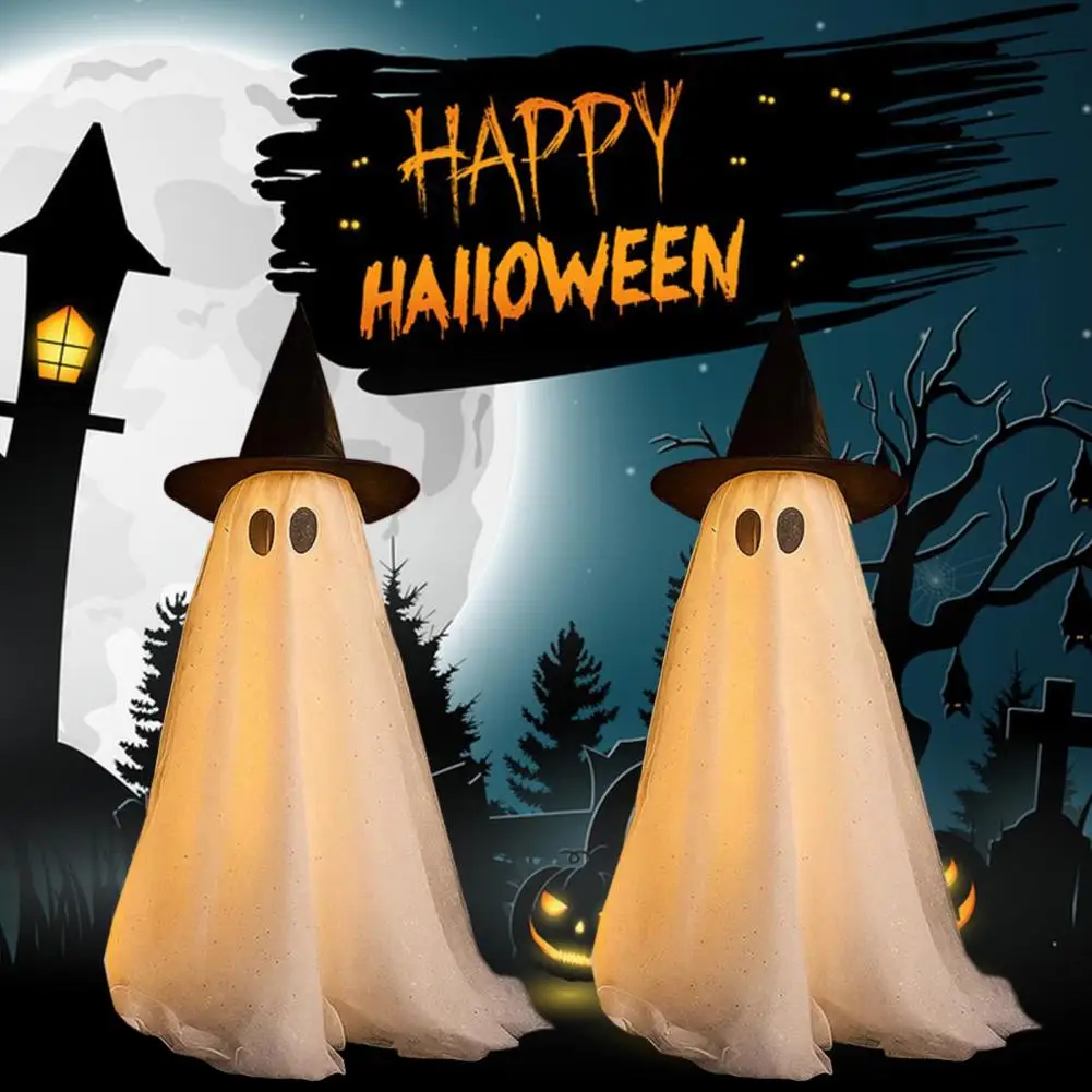 

Yard Ghost Decor Haunting Ghost Figures Spooky Ghost Decoration Set with Witch Hat Led Lights for Halloween Outdoor for Front