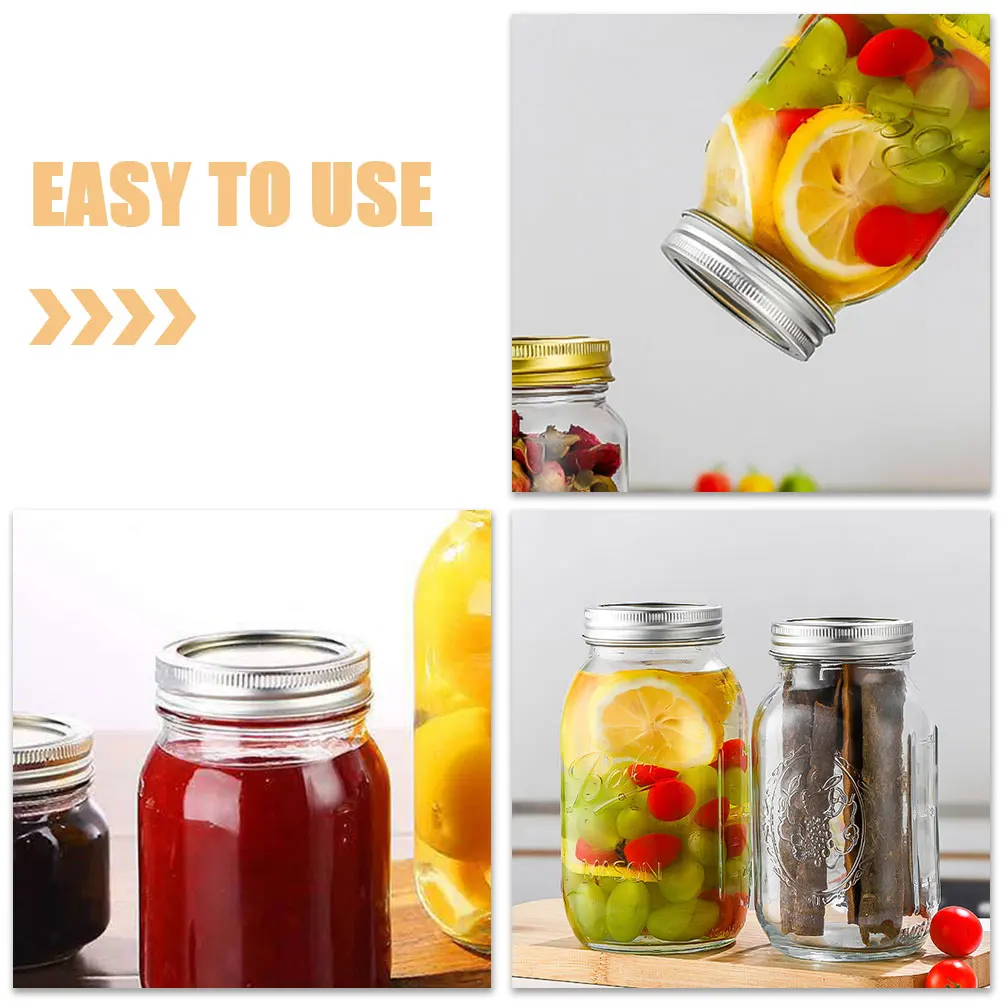 

6 set Mason Jar Lids Airtight Leakproof Tinplate Canning Covers Wide Mouth Drinking Compatible Containers Metal Sealing Food
