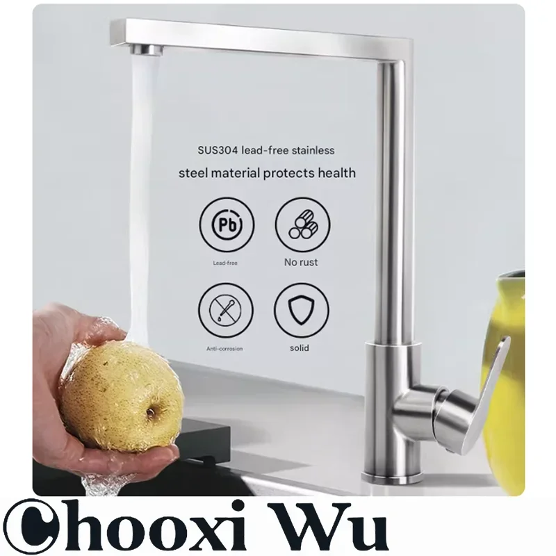 Space Aluminum Kitchen Faucet 360° Rotation Scratch-Resistant Gray Sink Hot And Cold Water Tap Wear-Resistant