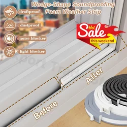 Wedge-Shape Soundproofing Foam Weather Strip Self-adhesive Door Gap Filler Noise Blocker Anti Collision Cladding window Striping