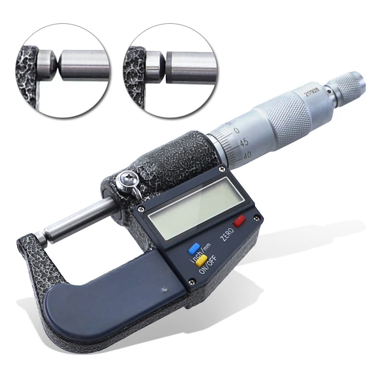 Digital Micrometer Round Head 0-25mm Wall Thickness Outer Diameter Micrometer Spiral Micrometer