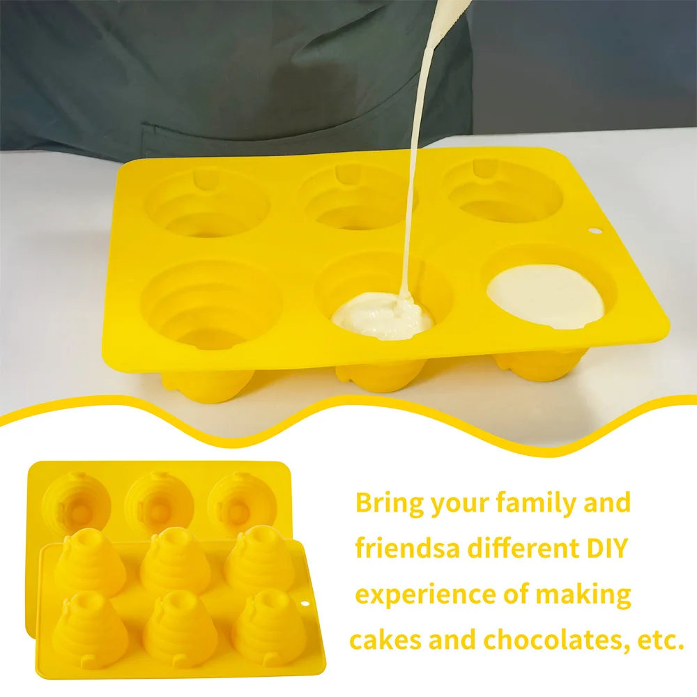 Honeycomb Silicone Moldes para DIY, 6 Buracos, Mousse, Bolo Moldes, Sabões Aromath, Vela Perfumada, Chocolate Making, Sobremesa Artesanal, Baking Tool