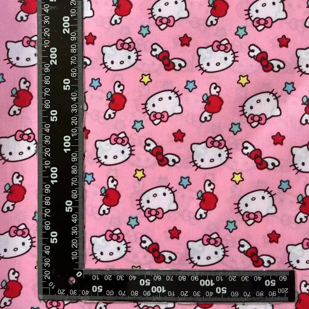 Hello Kitty 140x50 CM Tessuto di cotone del fumetto Patchwork Tessuto Kid Tessili per la casa Cucito Bambola Abito Tenda Tessuto di cotone poliestere