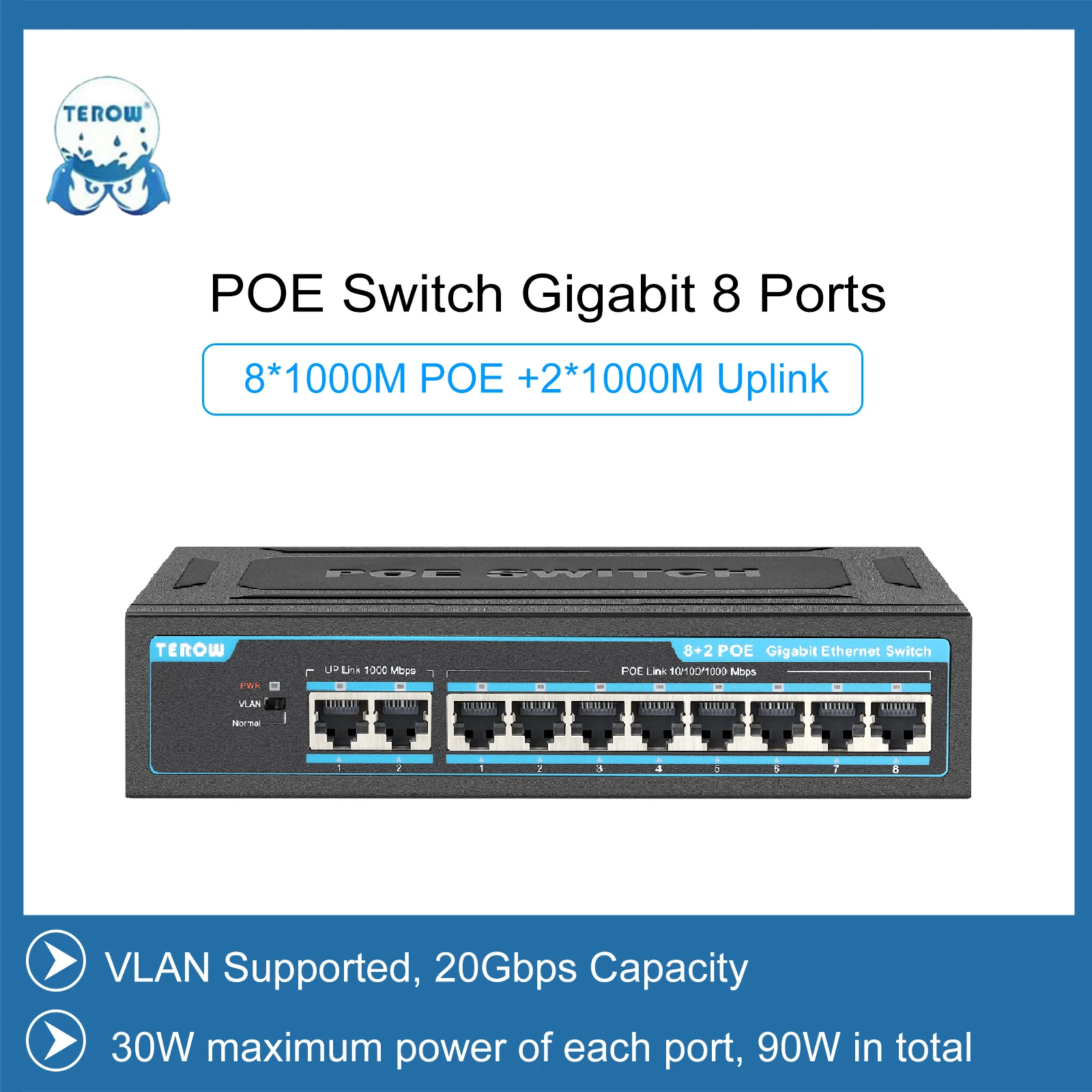 TEROW POE Switch 8 Ports Gigabit Swich POE 6 4 Port 1000Mbps Ethernet Switch Network Splitter RJ45 Hub For Wifi Router IP Camera