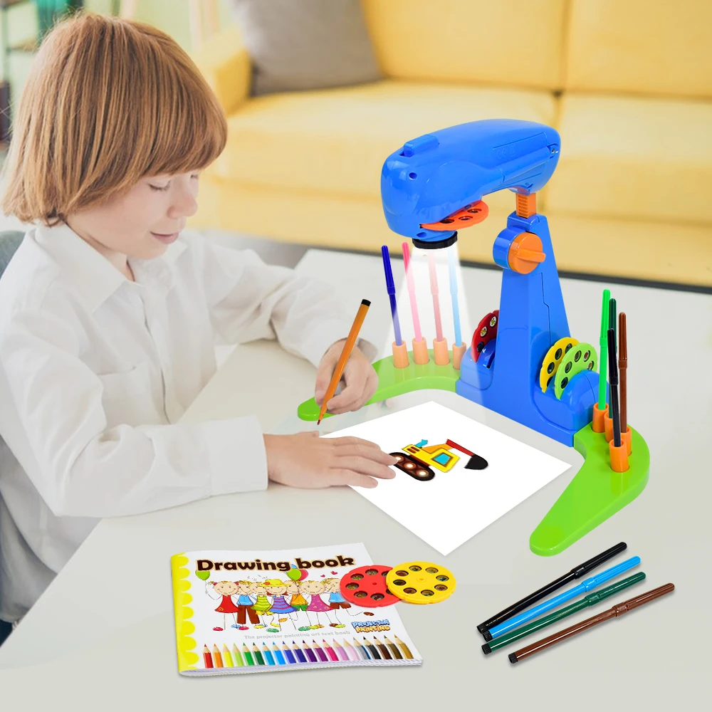 مجموعة رسم الصور للأولاد والبنات، مجموعة فنية وحرف يدوية، بما في ذلك أقلام الرصاص الملونة والأقلام التلوين وكتب التلوين وجهاز عرض الرسم للأطفال