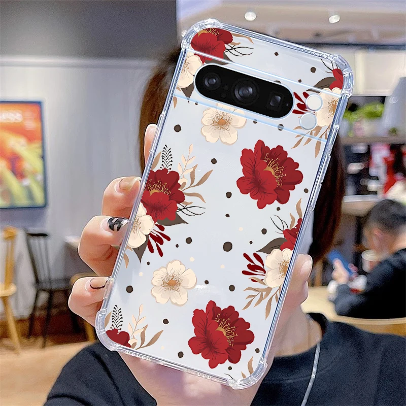 P ixel 8 Pro Spring Flowers Transparent Phone Case For Google Pixel 9Pro 8A 6A 6Pro 8Pro 9 7Pro 9ProXL 7A 6 8 7 Cover