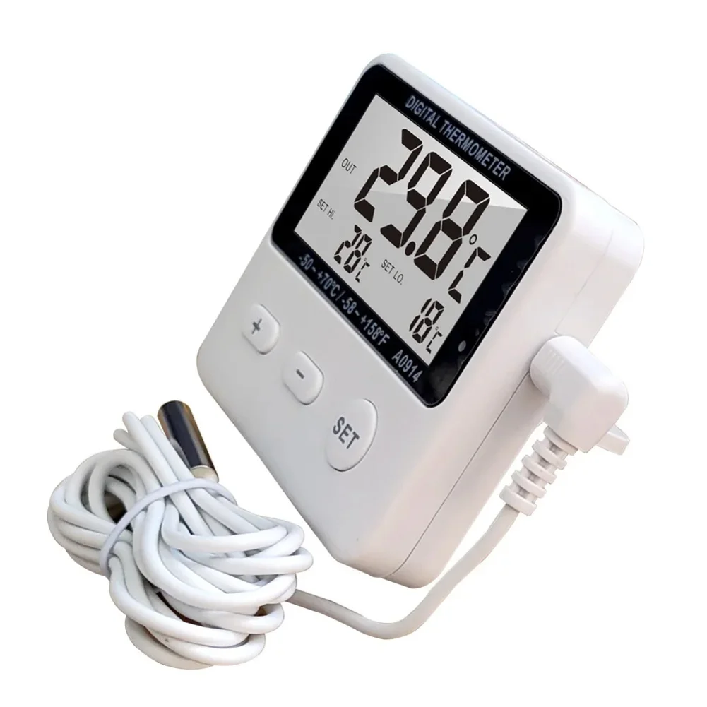 Refrigerator Thermometer with External Sensor Compact Digital Temperature Monitor Suitable for Home Laboratory and Food Storage