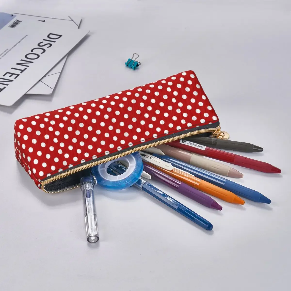 Rood Met Witte Polka Etui Girly Kawaii Kids Mooie Buidel Terug Naar Schoolkoffers Briefpapier Organisator