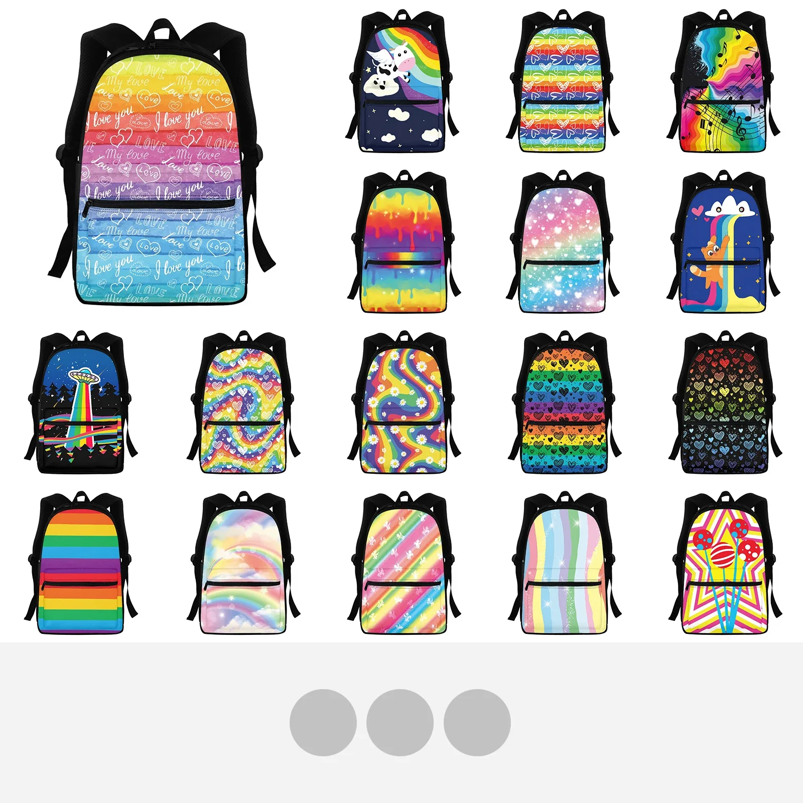 

New Style Lightweight Student Schoolbag Rainbow Pattern Large Capacity Adjustable Strap Backpack Fit Give Child Birthday Present