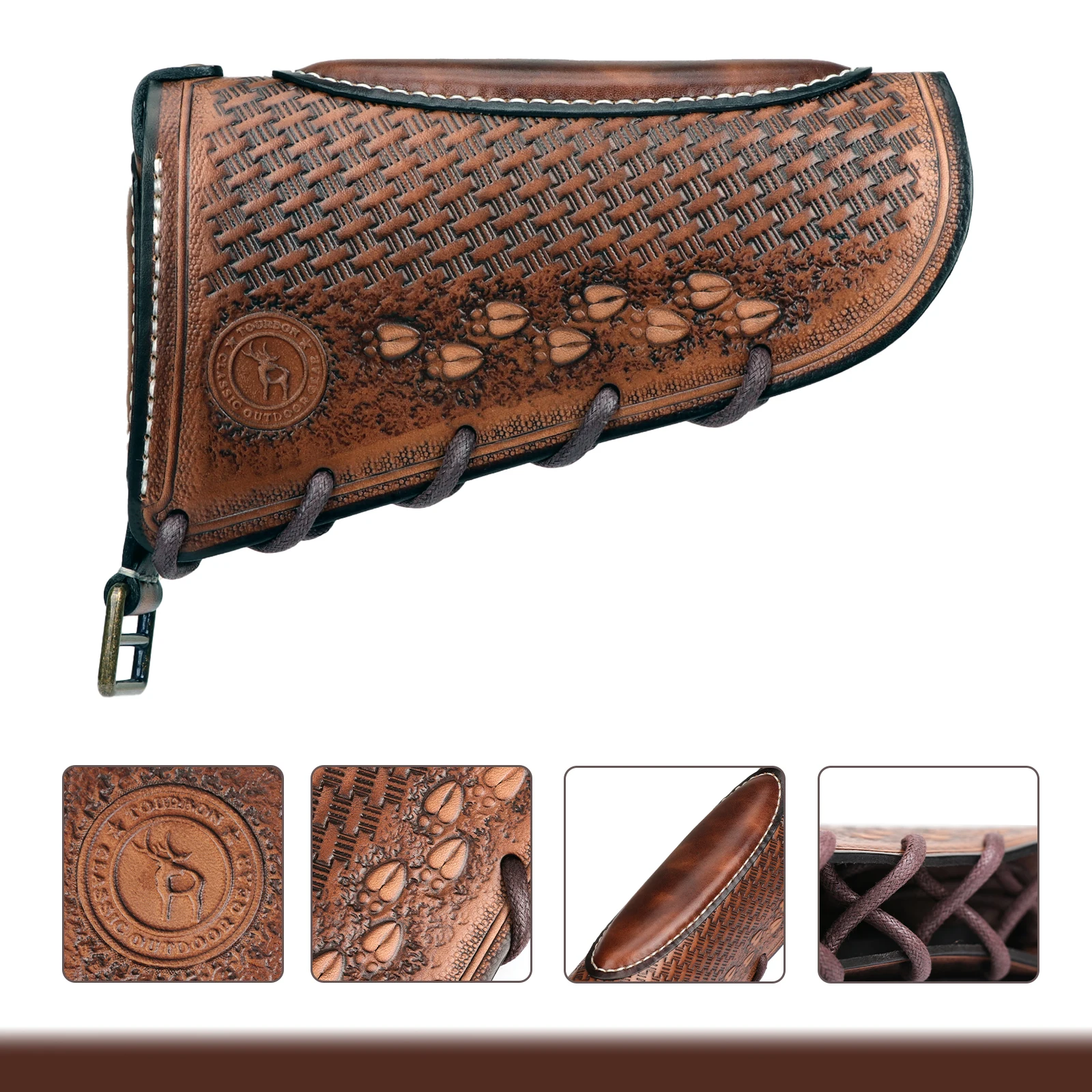 Tourbon-Juste de crosse de odoren cuir rétro, aide-joue, rehausseur avec inserts, coussin de protection réglable, marron, accessoires de chasse