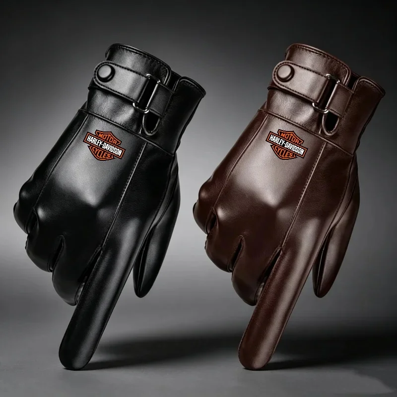 For Harley Davidson PAN Motorcycle Accessories Motocross Outdoor Driving Leather Gloves Warm Winter Gloves For Men Women Daily C