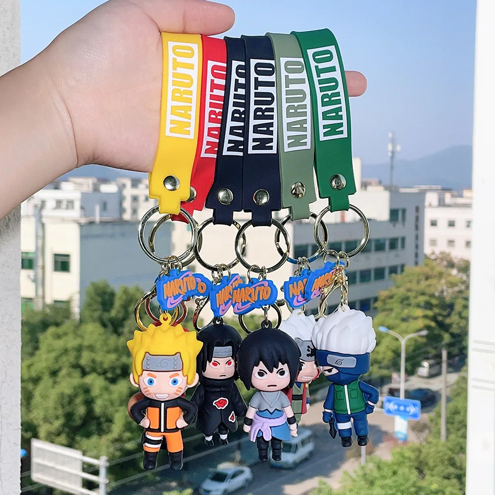 Cartoon PVC Naruto Anime Peripheral Keychain Naruto Silicone Figure Car Key Chain Christmas, Halloween Gift