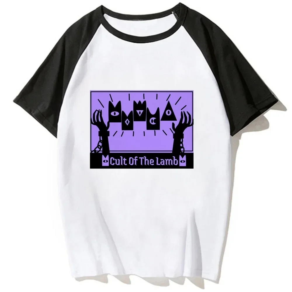 Cult of the Lamb t shirt women jojifuku aesthetic japanese y2k grunge shirt Psychedelic anime graphic vintage alternative
