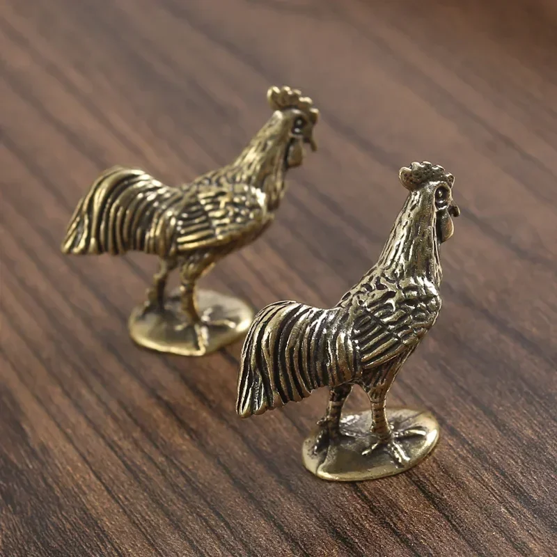 Brass rooster ornaments twelve zodiac rooster decorations home and office decorations handicrafts pure copper tea pets