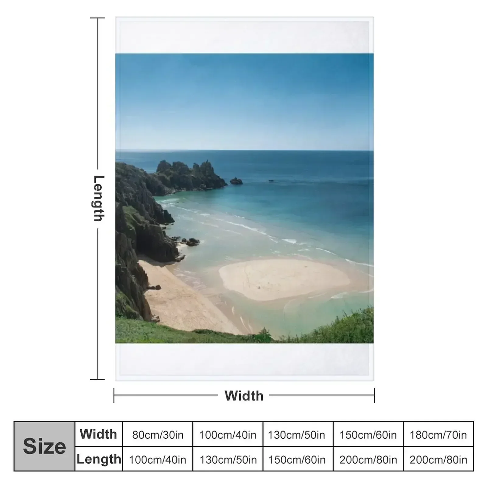 Pedn Vounder Beach Cornwall, Poldark film location, Throw Blanket couch cozy soft plush fuzzy picnic outdoor blanket