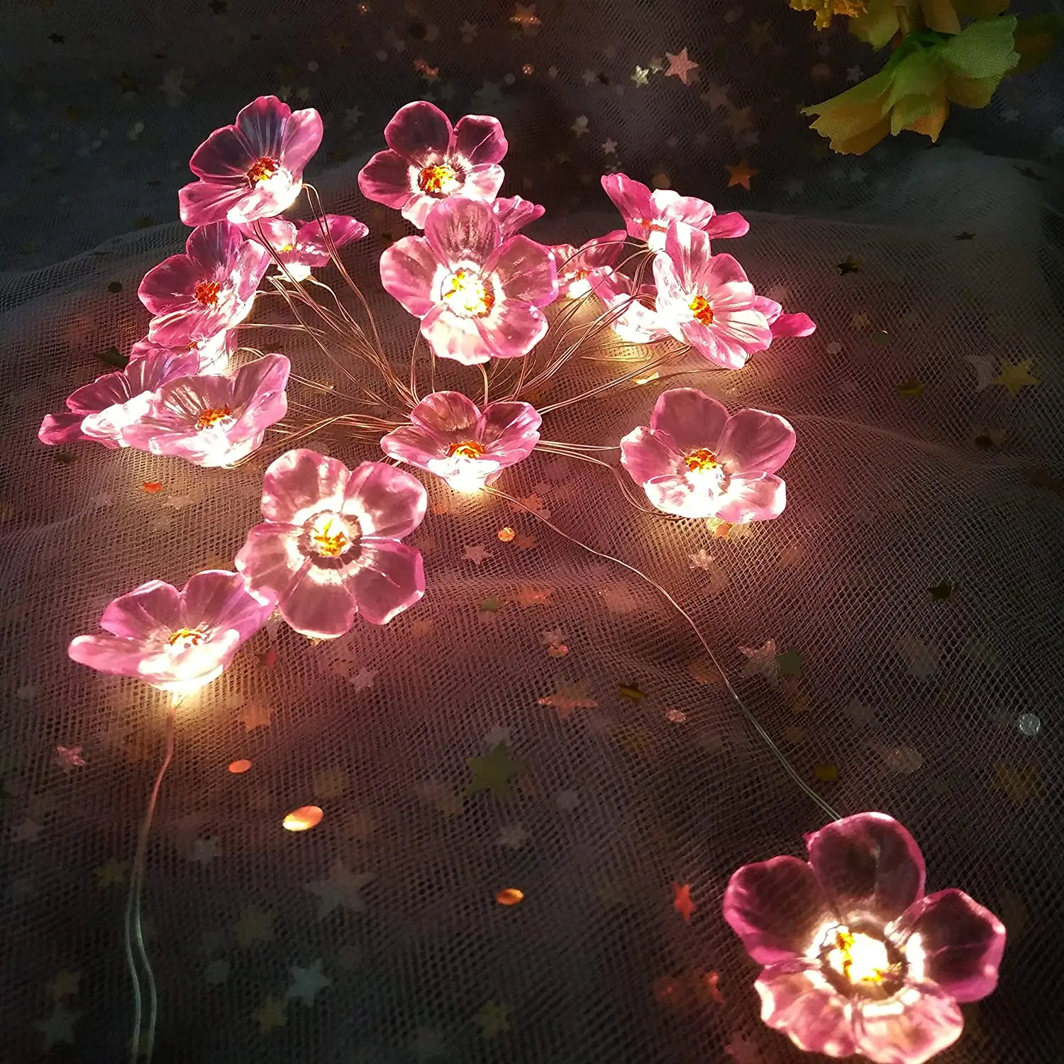 Decoração de natal festão led luz flor de cerejeira luzes da corda de fadas sakura rosa flor decorativa 2/5m para a decoração do ano novo