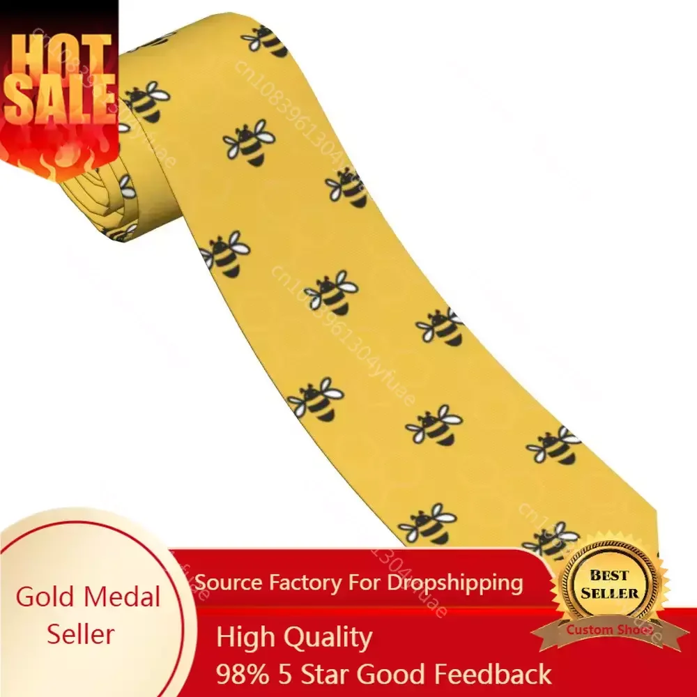 

Bee Yellow Cartoon Neckties Unisex Silk Polyester 8 cm Wide Neck Ties for Mens Accessories Cosplay Props