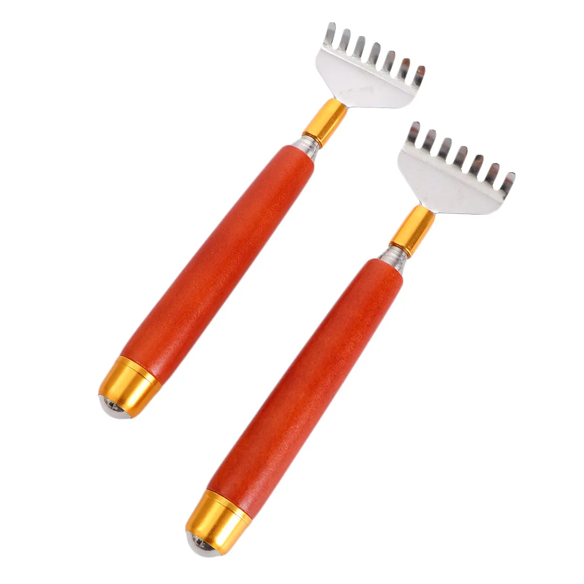 

Набор из 2 массажных скребков для спины из нержавеющей стали с выдвижной ручкой и роликовым шариком для точечного массажа, комфортное средство для снятия зуда