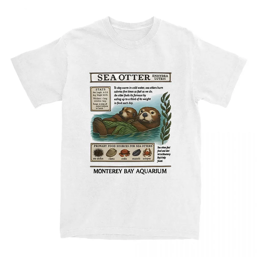 Women Tees Monterey Bay Aquarium Sea Otter Tshirts Cartoon Funny Graphic Printing T-shirt Unisex Streetwear Cotton Loose T Shirt