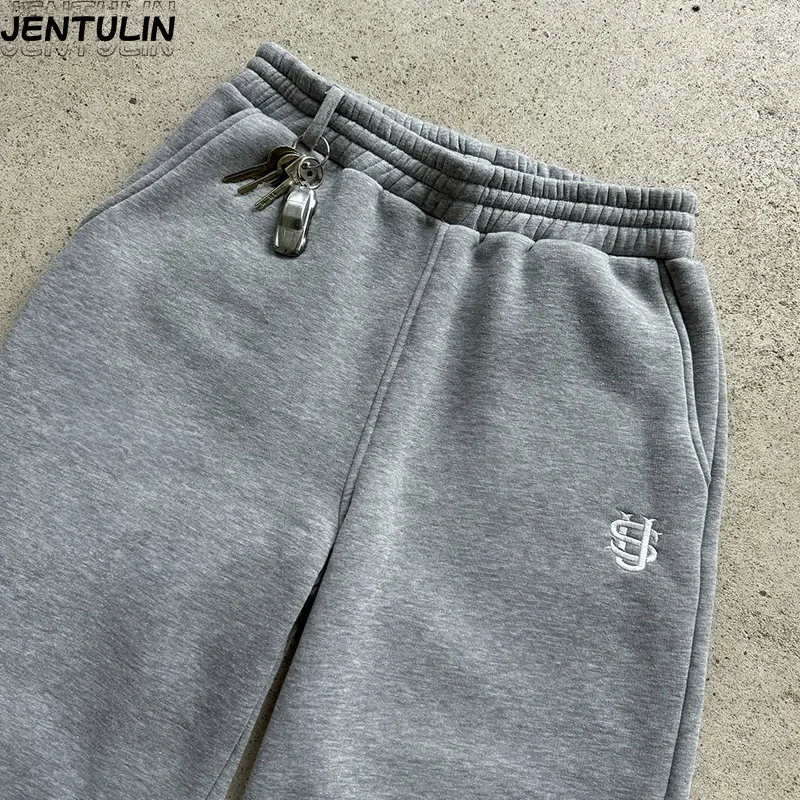 

Y2k Ретро Свободные прямые брюки с эластичной резинкой на талии Мужские мешковатые спортивные штаны унисекс Женские повседневные длинные брюки на молнии с вышивкой в стиле хип-хоп Harajuku