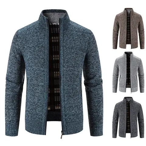 ผู้ชายถักเสื้อ Super Soft เสื้อกันหนาว Cadigan ซิปฤดูหนาวหนาจัมเปอร์สมาร์ท Casual เสื้อผ้า Homme Cold Overcoat