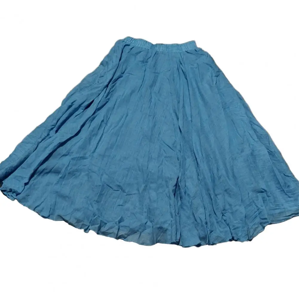 Ethnic Style Long Skirt Women Skirt A-Line Elastic Waist Summer Skirt Holiday Boho Lady Skirts Soft Fabric Breathable