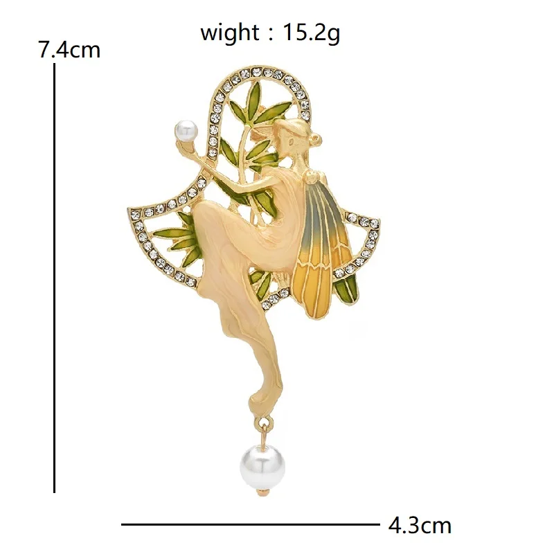 Wuli&baby Vintage Dragon Elf Lady Brooches Metal Enamel Character Brooch For Women's Clothes Backpack Pins Badge Gifts