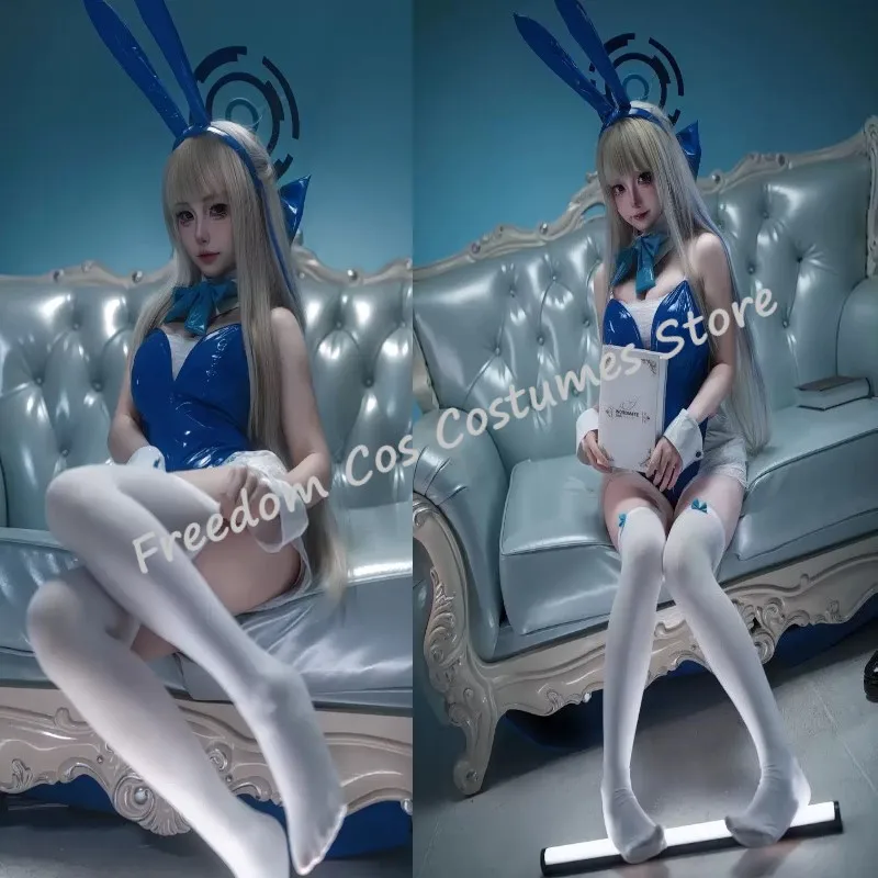 

Blue Archive Cosplay Asuma Toki Costume Wig Sexy Bunny Girls Jumpsuit Cute Rabbit Ears Halloween Christmas Party Bodysuit