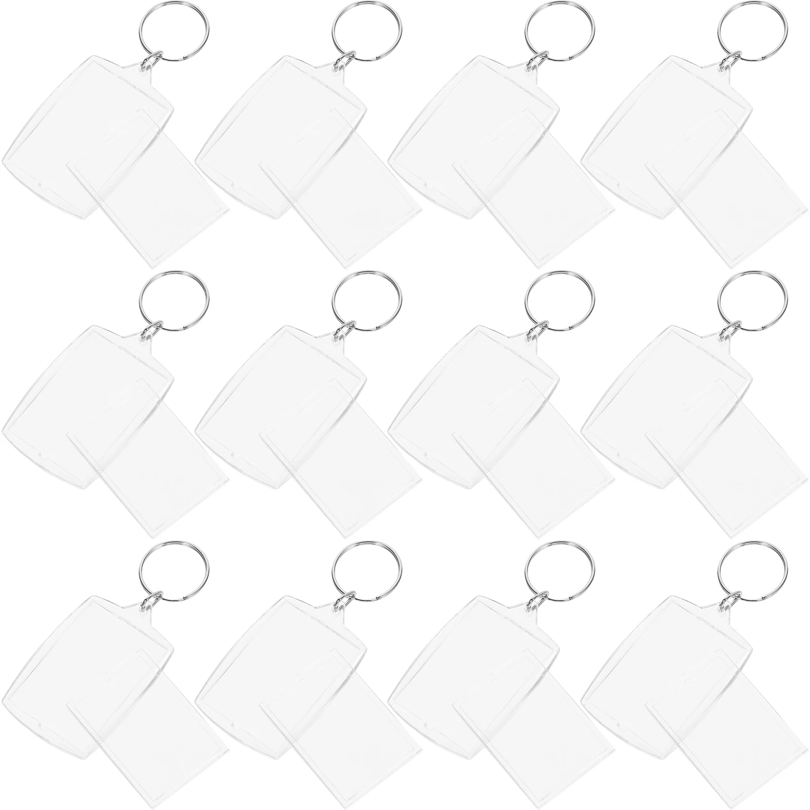 

100Pcs Keychain Photo Frame Transparent Blank Insert DIY Split Ring Acrylic Key Holder Personalized Gift for Friends Family