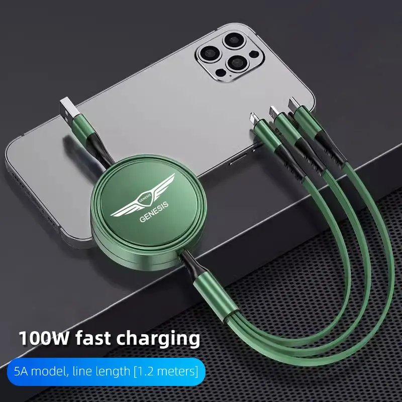 3-in-1 100W fast charger charging cable suitable for Genesis G80 GV70 GV80 GV60 G70 Essentia Neolun G90 GV90 X