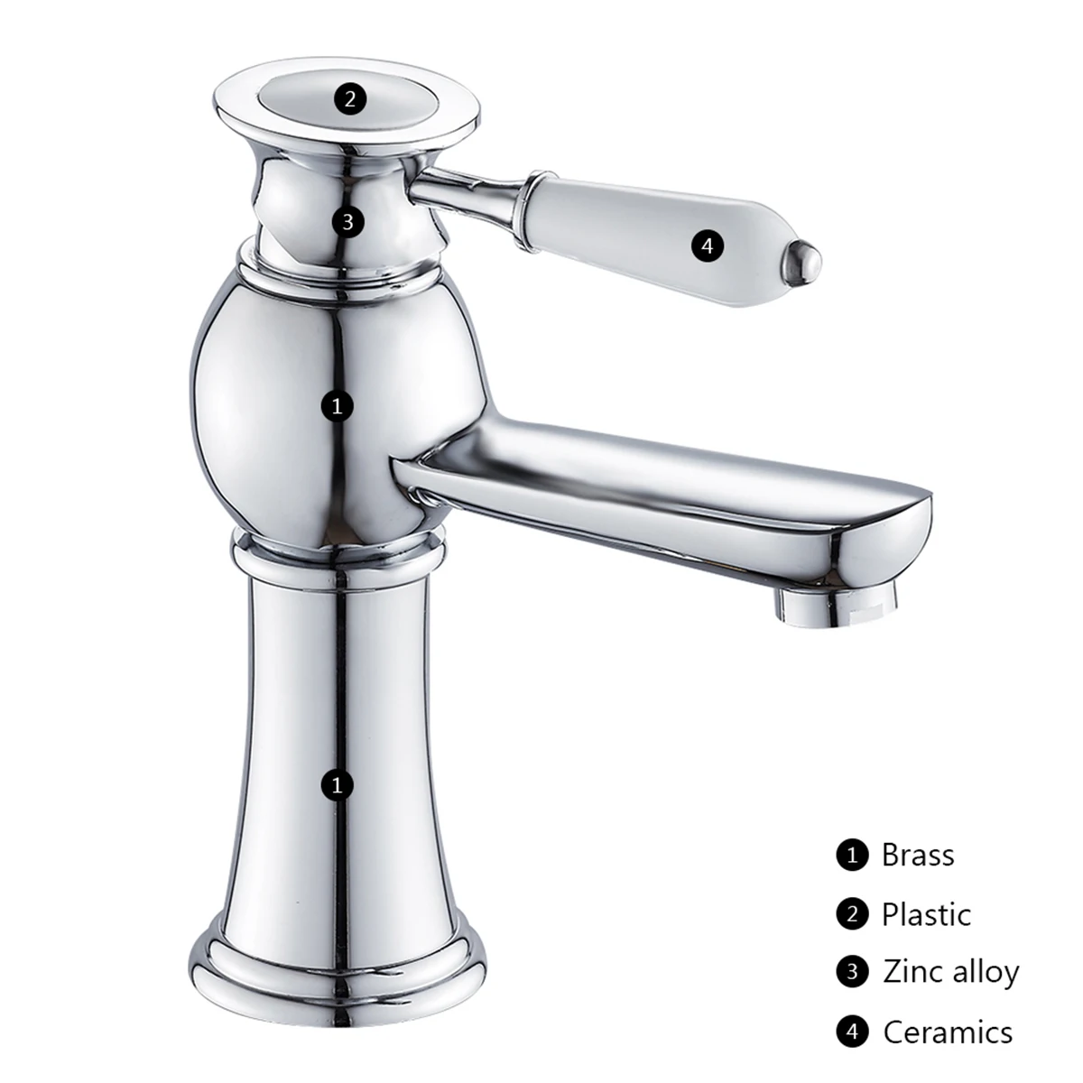 Counter Top Basin Mixer Tap Single Level Single Hole Basin Tap Ceramic single handle straight mouthed Tap for Washroom Bathroom