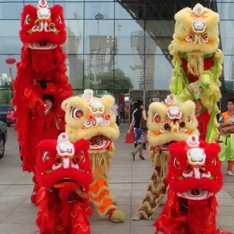 TAO Christmas Blue Lion Dance Mascot Costume Wool Southern Lion Chinese Folk Art Two Adults Cosplay Party Fancy Dress Advertisin
