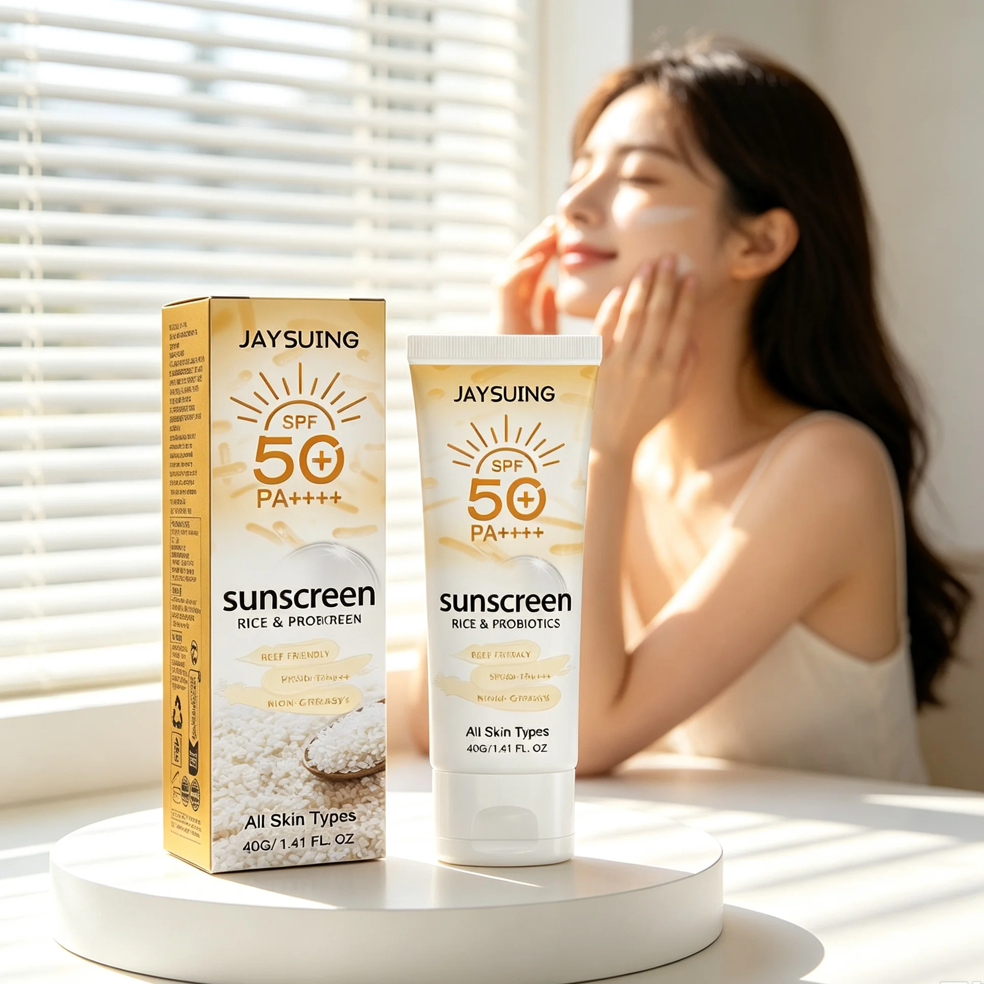 Organic Rice Probiotics Sunscreen SPF50+ PA++++ Facial Sun Cream Moisturizing UV Protection Mild Sensitive Skin Sunblock