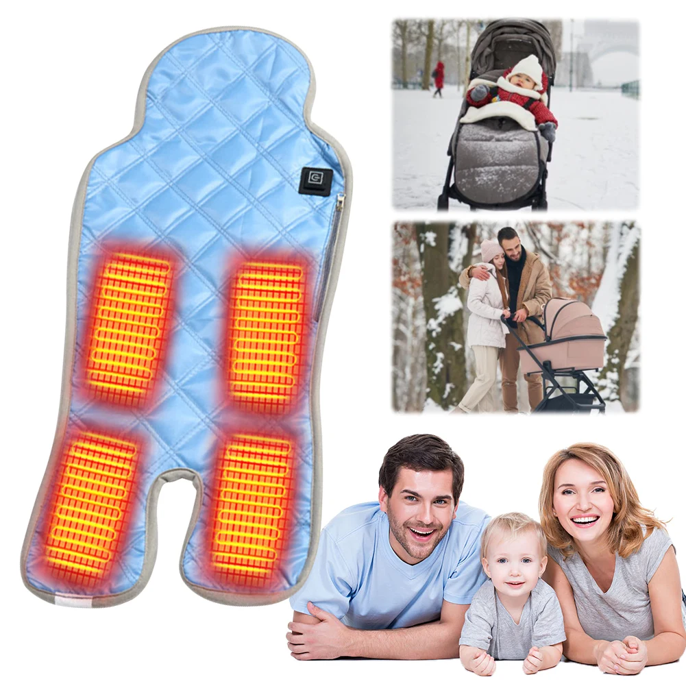 Stroller Heated Chair Pad USB Power Baby Car Seat Heating Pad 3 Temperature Levels Baby Safety seat Warm Cushion