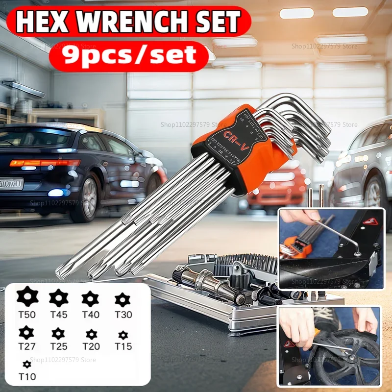 

9Pcs L Type Double-End Screwdriver Hex Allen Key Set Torx Wrench Screwdriver Bits Star Spanner Key Hand Tools