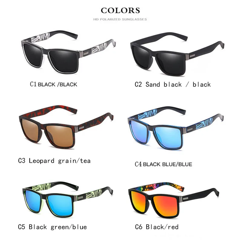 Fashionable Men Women Polarized Sunglasses Luxury Brand Designer Sun Glasses Vintage Square Driving Fishing UV400 Man Eyewear