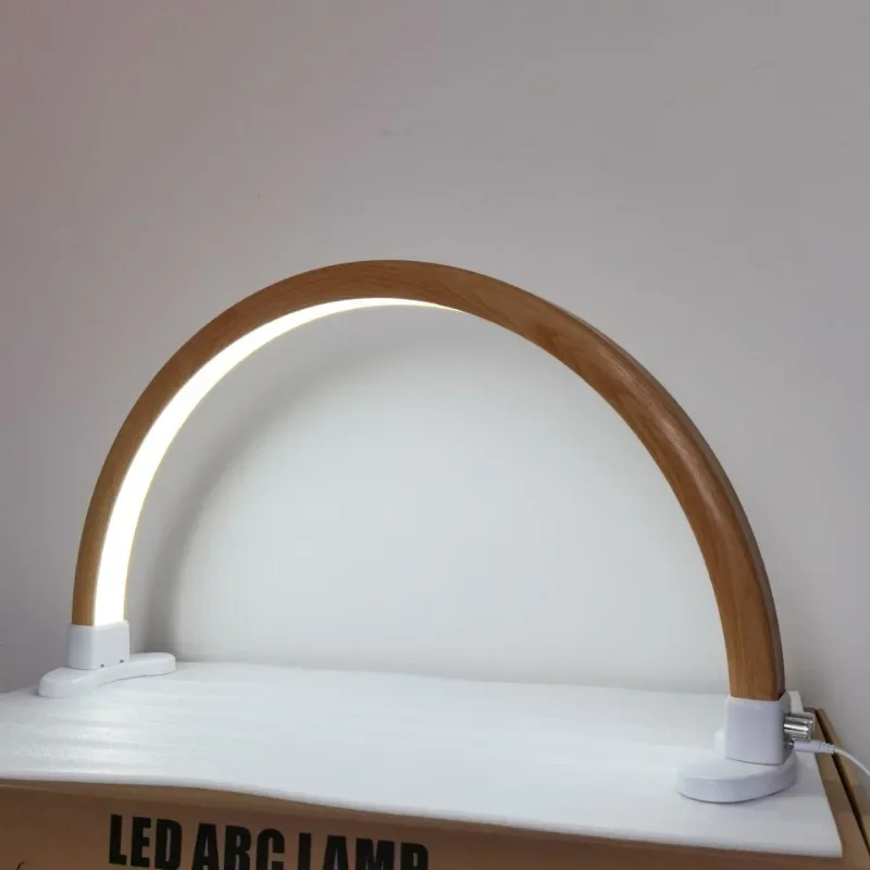 

Wood Grain Color U-Shaped Half Arc Lamp for Salon Desktop Filling Modern Style Hairdressing Equipment