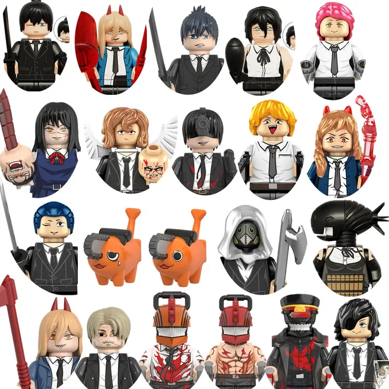 Японские фигурки героев аниме Moc, бензопила, человек, Denji, похита, катана, модели меча, детские блоки, игрушки, подарок для мальчиков и девочек, игрушки «сделай сам»