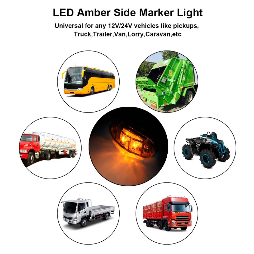 لشاحنة مقطورة قافلة الجانب التخليص ماركر مصباح أضواء تحذير LED الجانب ماركر مصباح أحمر أصفر أبيض 12 فولت-24 فولت