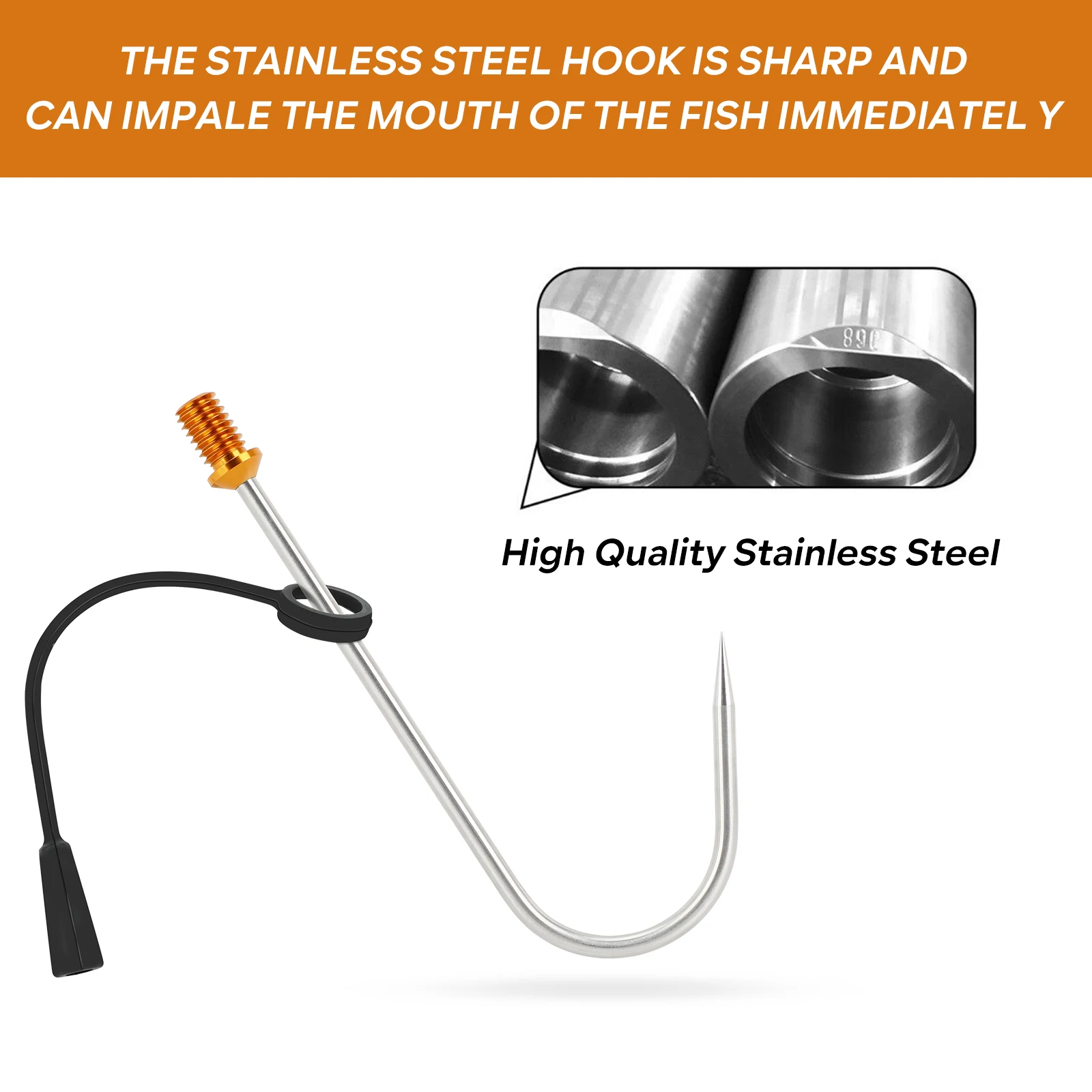 SANLIKE Stainless Steel Fishing Hook Corrosion-resistant With Protective  Cap 1/2-inch Thread For Fishing Net Poles Fishing Tools - AliExpress 18