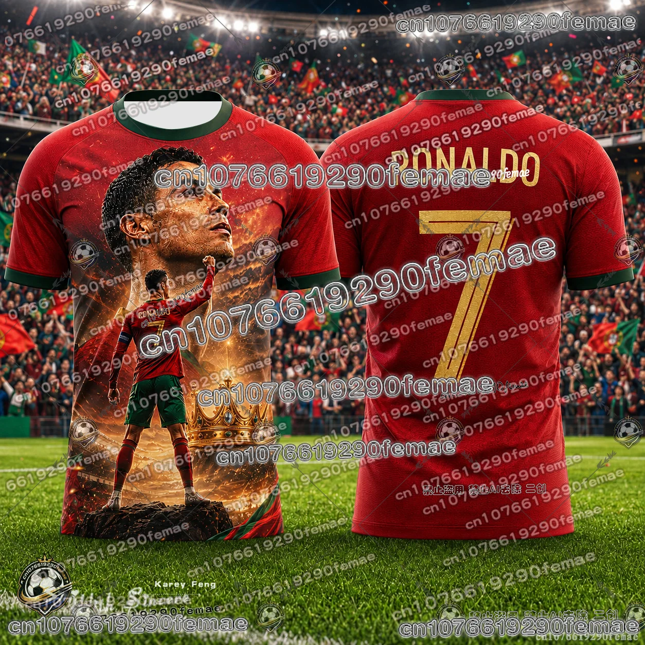 Ronaldo Fashion Soccer Superstar Fan Collection Commemorative Jersey Men Women Daily Outdoor Sports Breathable Comfortable Top