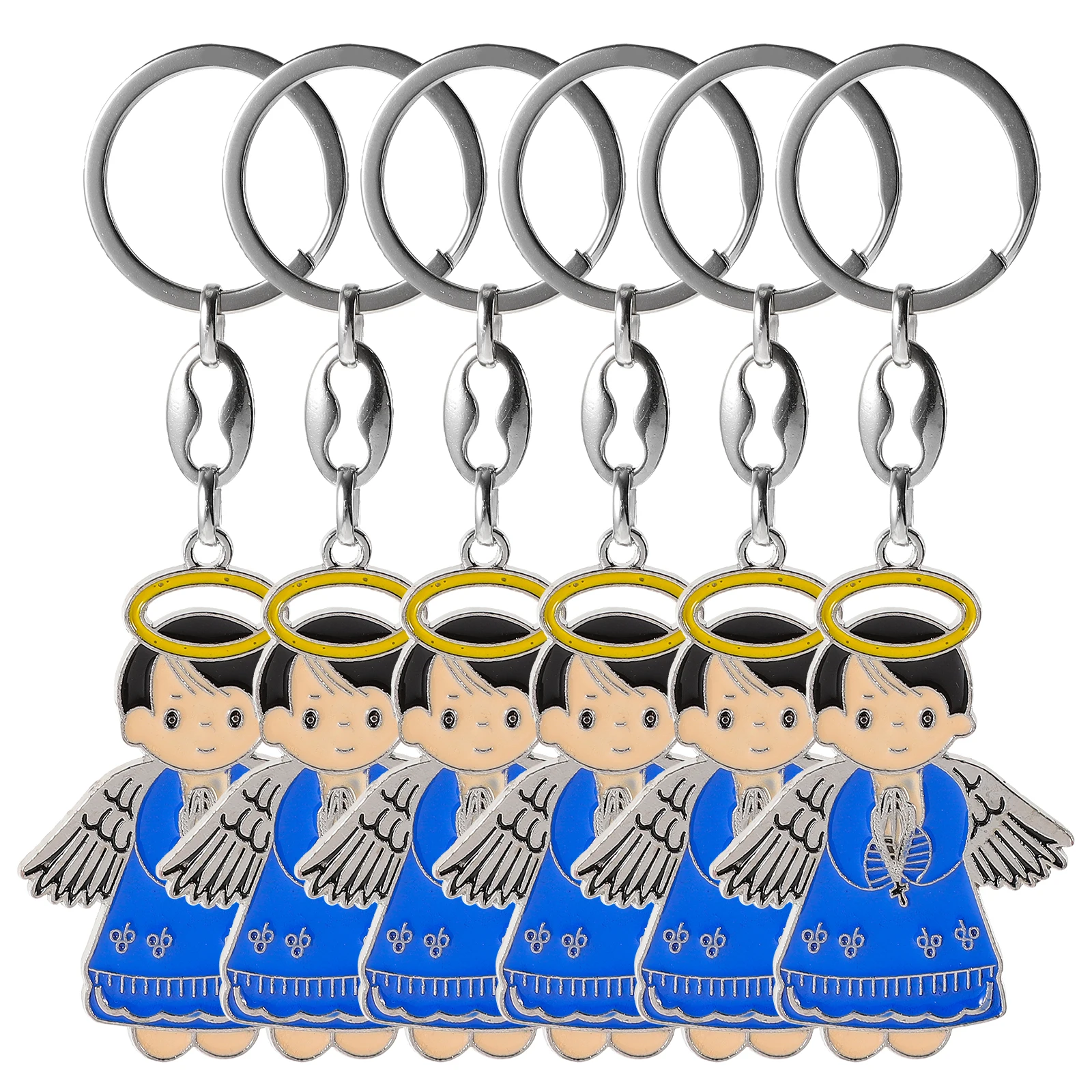 

6pcs Guardian Angel Keychain Blue A Cute Bag Accessories Women Keyrings Wallet Gifts Baptism Party Favors Christening Decor