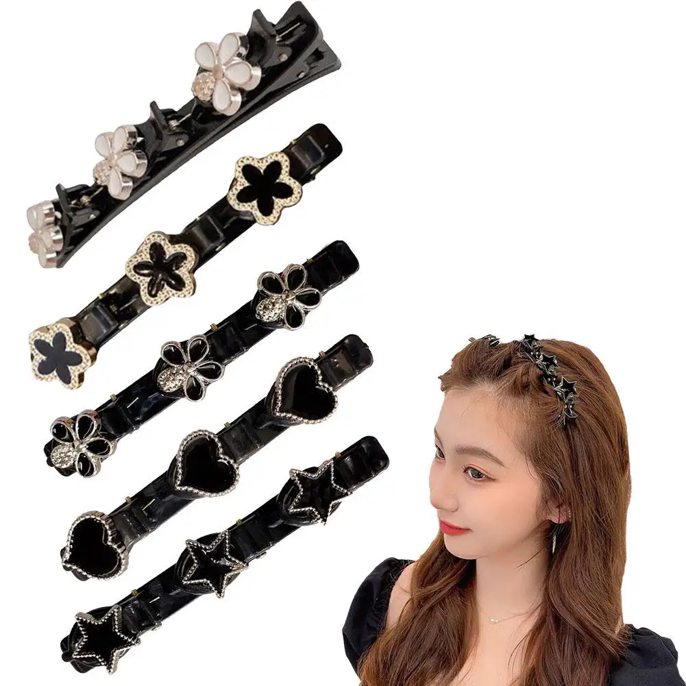 Double Layer Sparkling Crystal Stone Braided Hair Clips Bangs Hair Clip Hairpin Braid Hairgrip Hair Accessories For Woman G U2A7