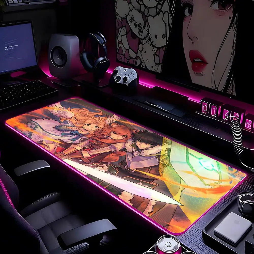 

Коврик для мыши The Rising Of The Shield Hero, коврик для мыши с HD-печатью, компьютерный геймерский коврик с запирающимся краем, нескользящий коврик для мыши RGB XXL90x40 см Keyb