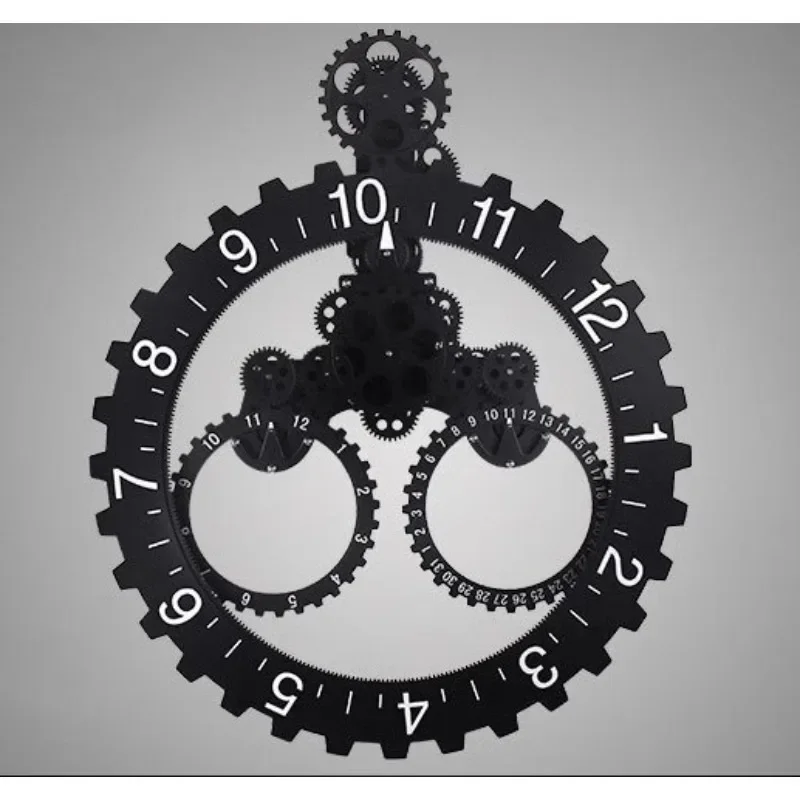 Creative Triangle Large Hanging Gear Clock Home Simple European Mechanical Gear Clock Home Living Room Hanging Clock