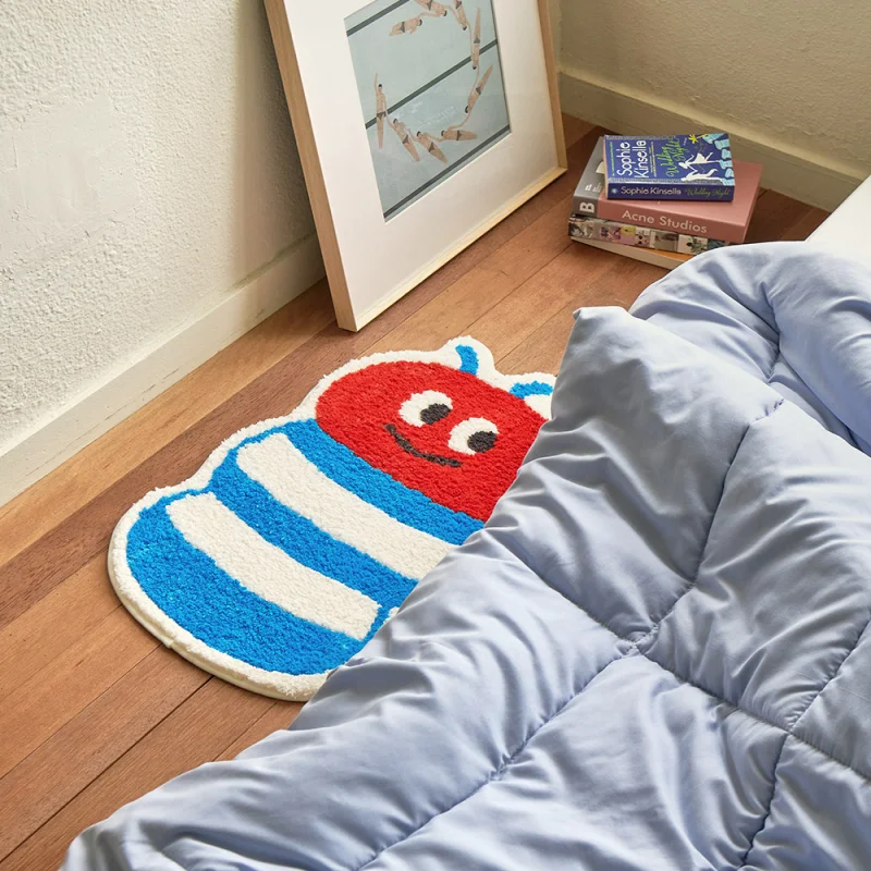 VIKAMA Cute Elliptical Plush Bathroom Absorbent Non Slip Mat Toilet Door Stainproof Foot Mat Washable
